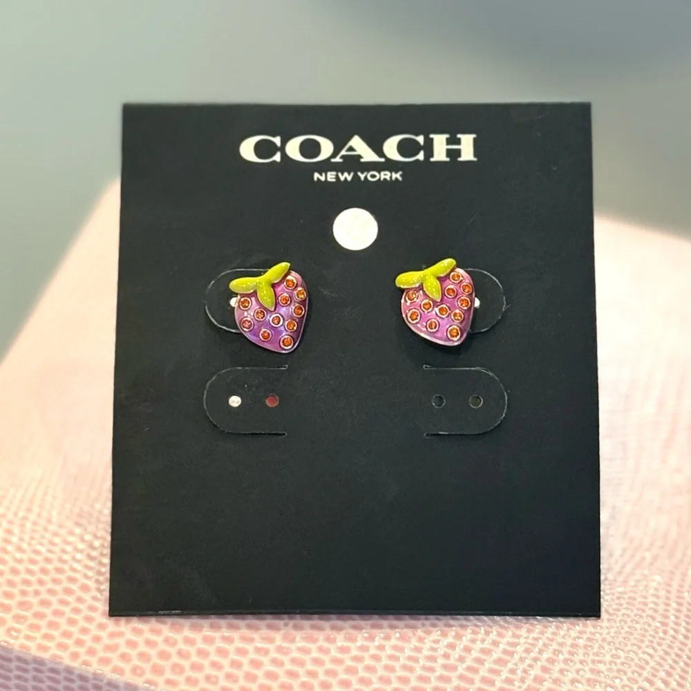 NEW Coach Strawberry Stud Earrings - Picture 1 of 4